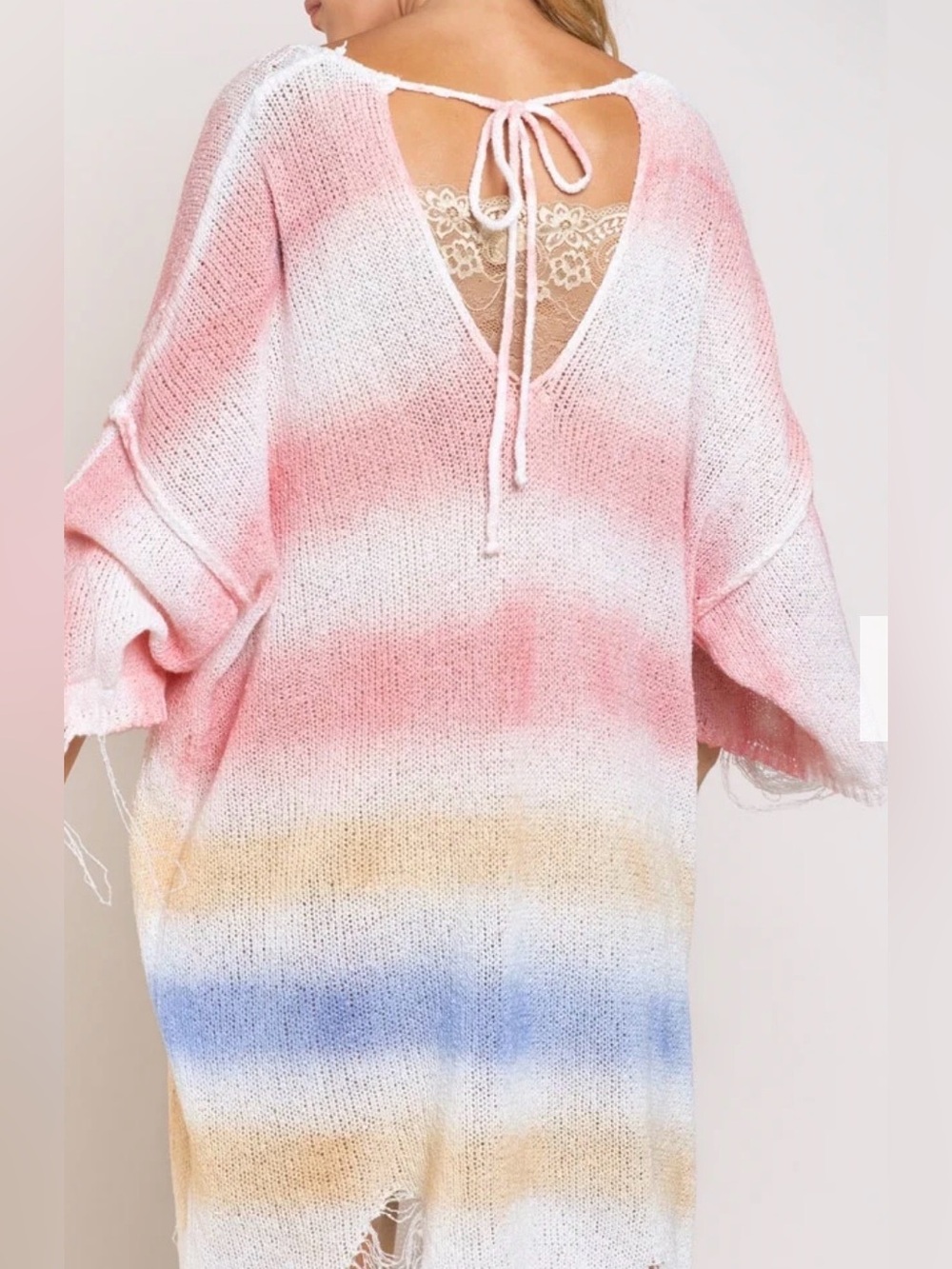 66. Pol Pastels Distressed Oversized Cardigan Kimono - Picture 2 of 6